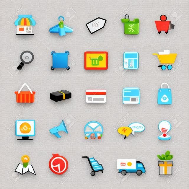 Internet Shopping Icon Set per l'e-commerce in due colori