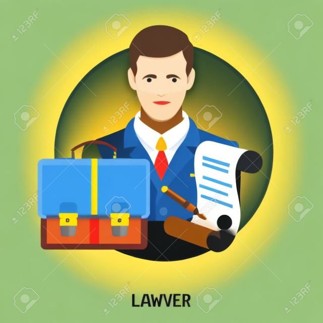 Crime and Punishment Vector Concept with Flat Icons for Flyer, Poster, Web Site, Advertising Like Lawyer, Briefcase and Document.