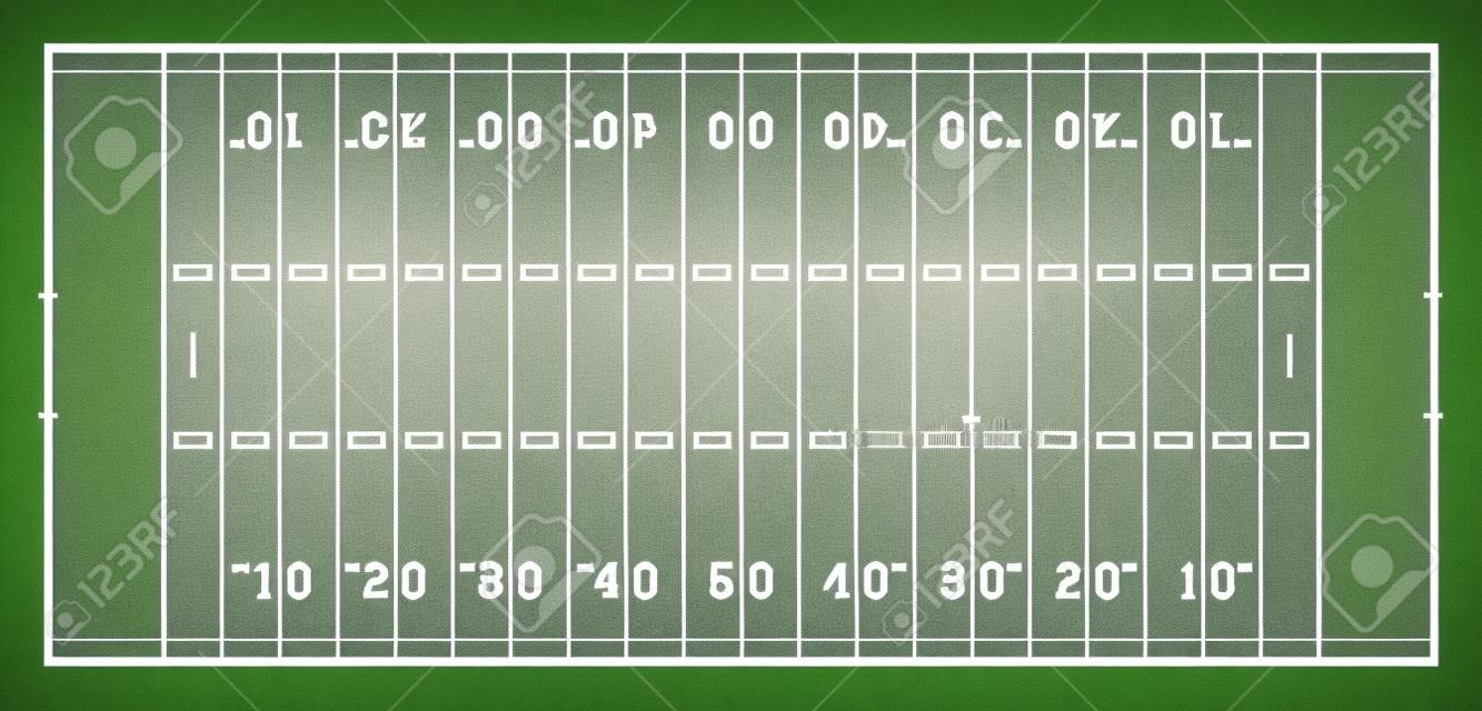 american football field with line, top view, vector illustration