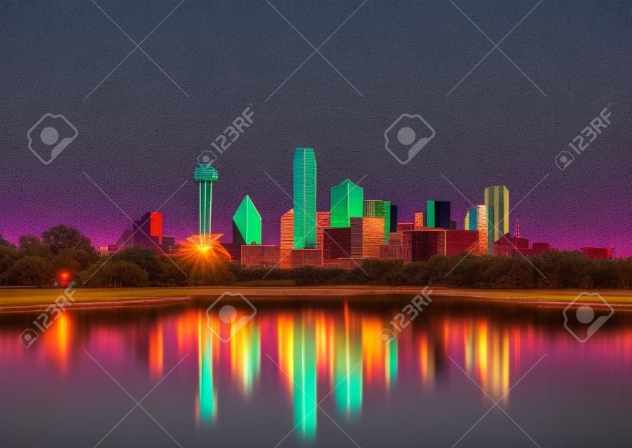 Reflection of Downtown Dallas City, Texas, USA