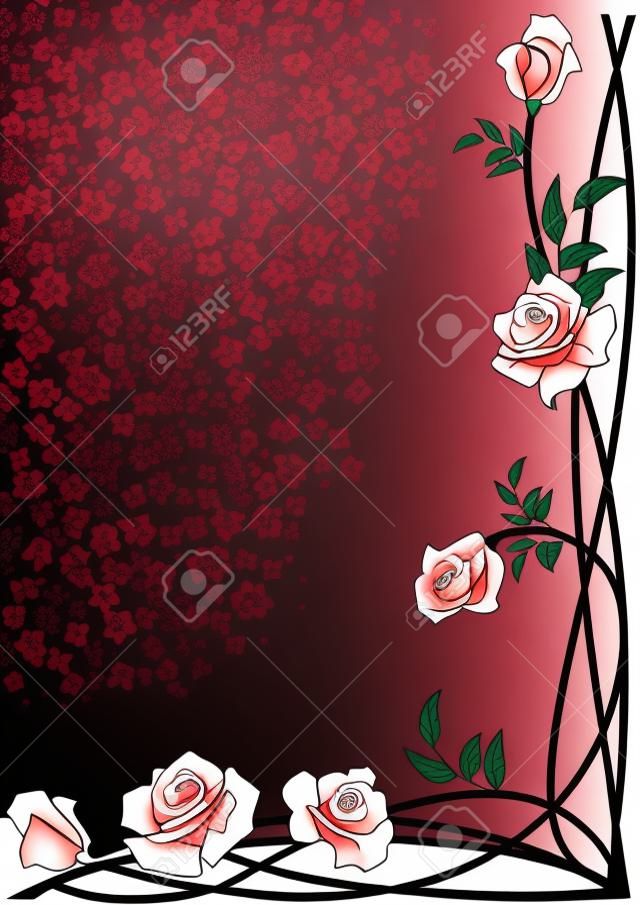 Vector de la frontera floral con rosas para el diseño de la esquina