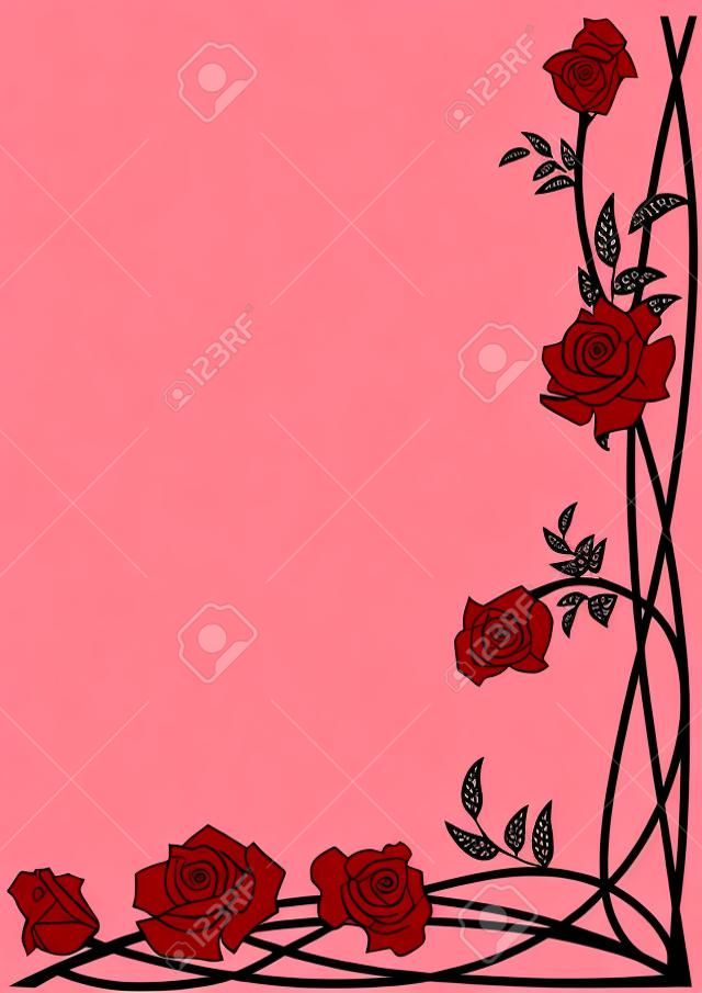 Vector de la frontera floral con rosas para el diseño de la esquina