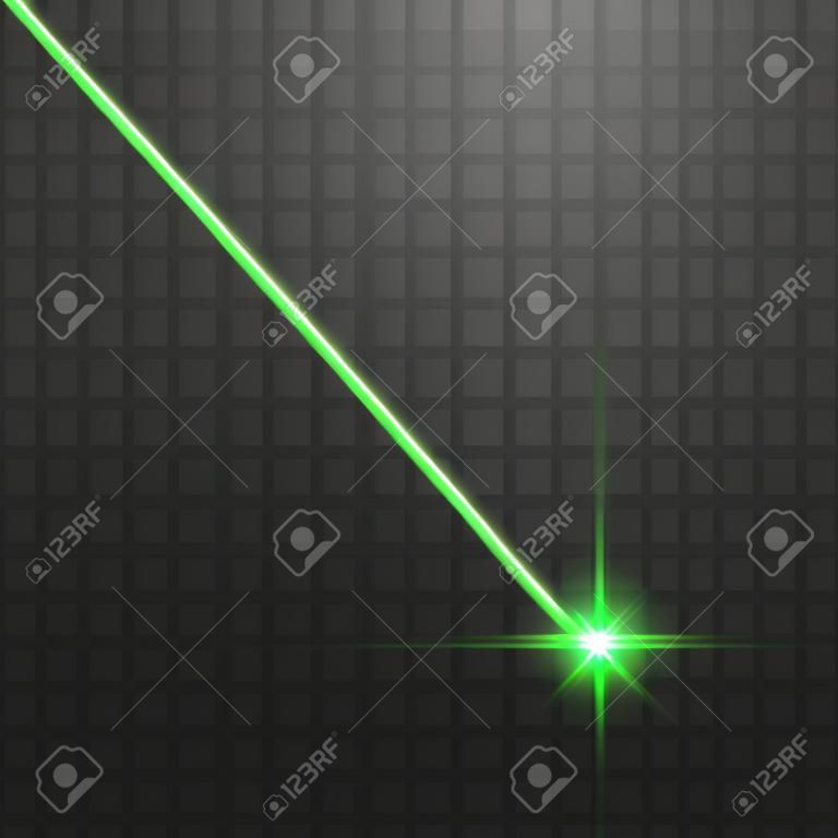 Abstract groene laserstraal. Geïsoleerd op transparante zwarte achtergrond. Vector illustratie.