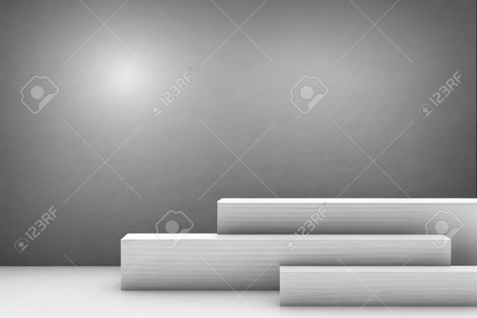 3d abstract background white podium for product presentation and brand advertising with shadow of windows and roof. Empty scene for mock up.
