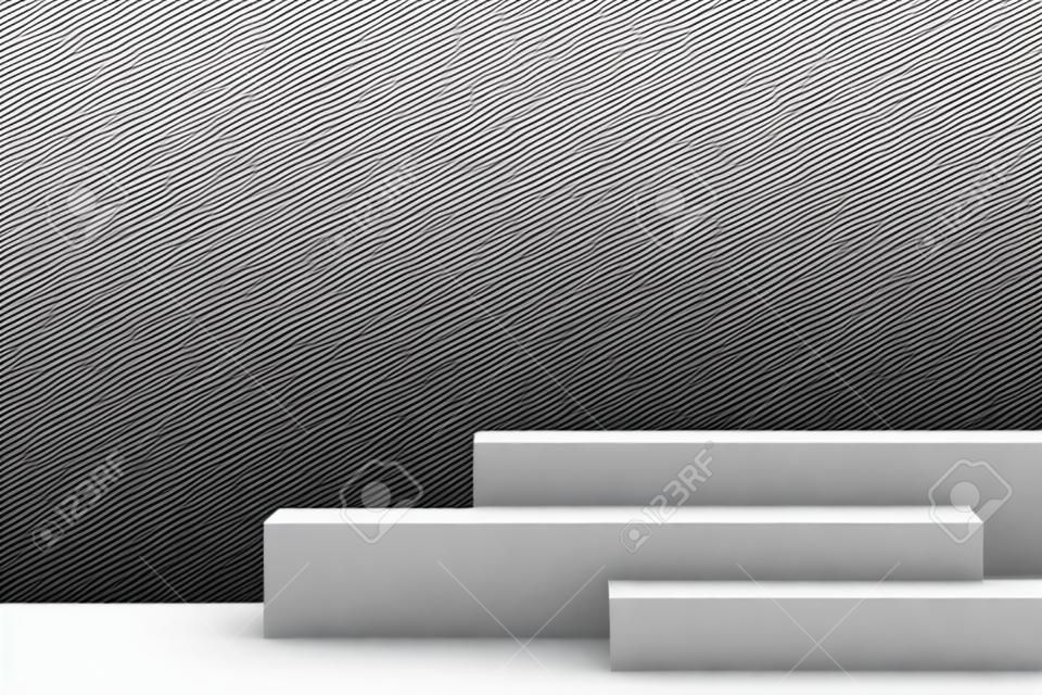 3d sfondo astratto podio bianco per la presentazione del prodotto e la pubblicità del marchio con ombra di finestre e tetto. Scena vuota per il mock up.