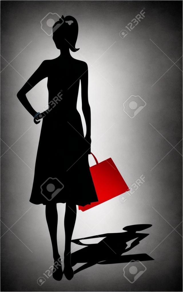Silhouette der Frau mit Einkaufstasche