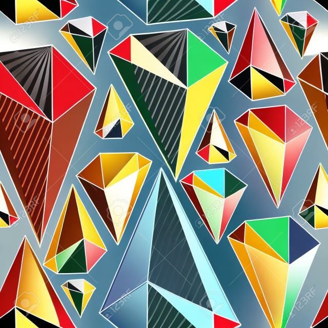Nahtloses geometrisches Muster von dreidimensionalen dreieckigen Figuren