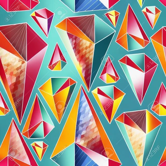Nahtloses geometrisches Muster von dreidimensionalen dreieckigen Figuren