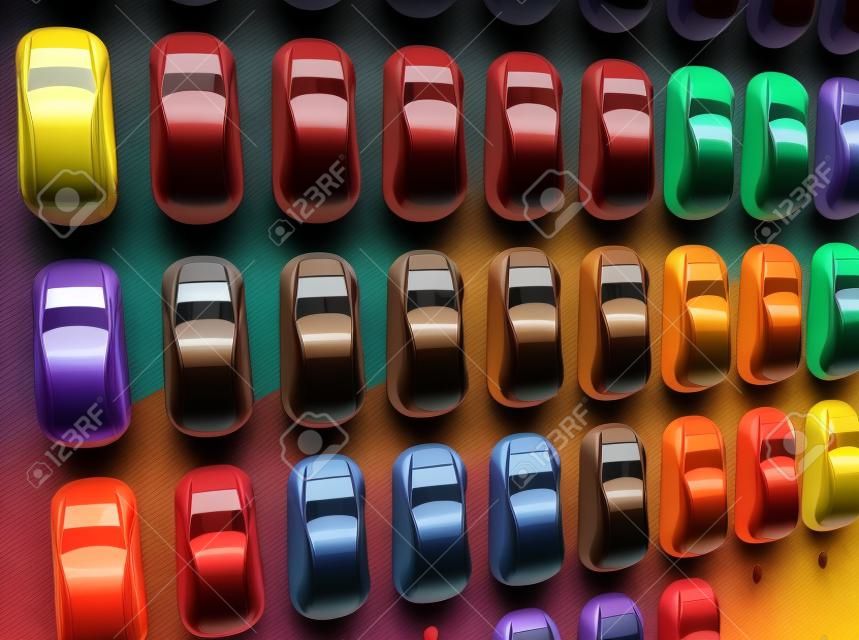 Stand and samples of the color palette of cars