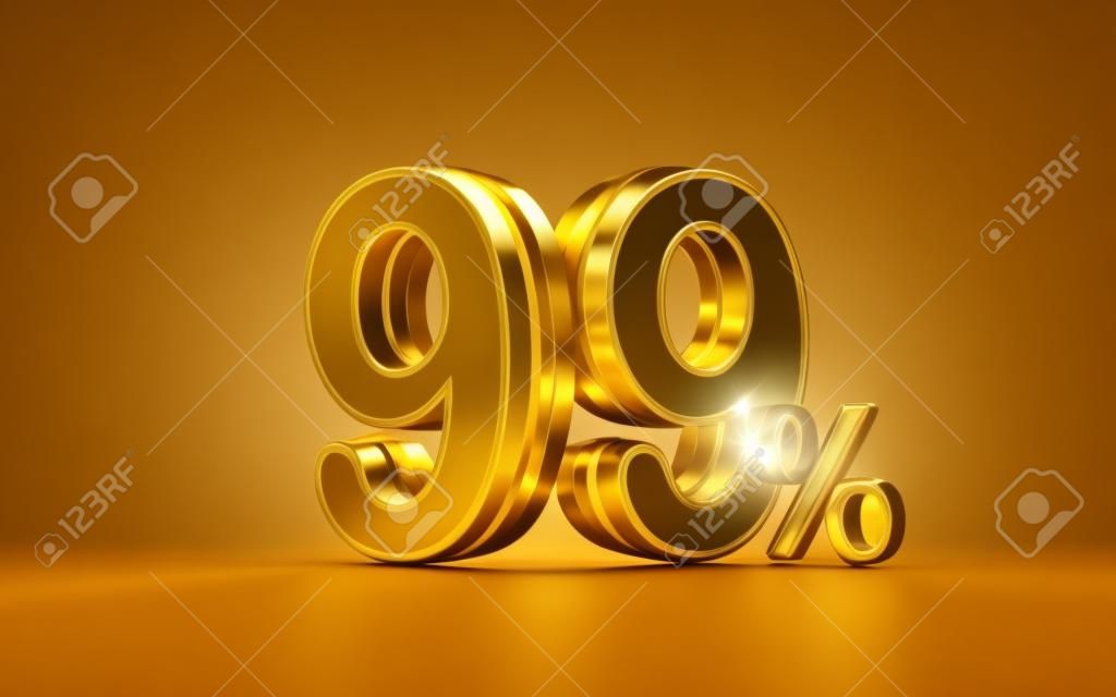99 por cento desconto venda banner ouro efeito 3d render conceito para marketing de compras dinheiro de volta oferta
