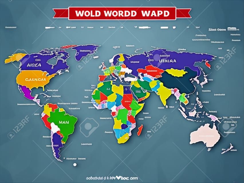 Carte du monde modifiable avec tous les pays.