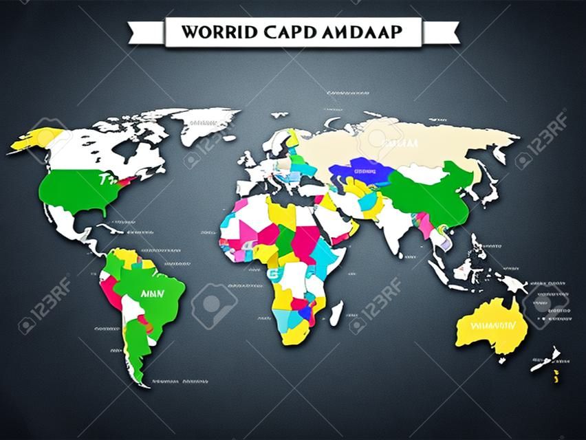 Carte du monde modifiable avec tous les pays.