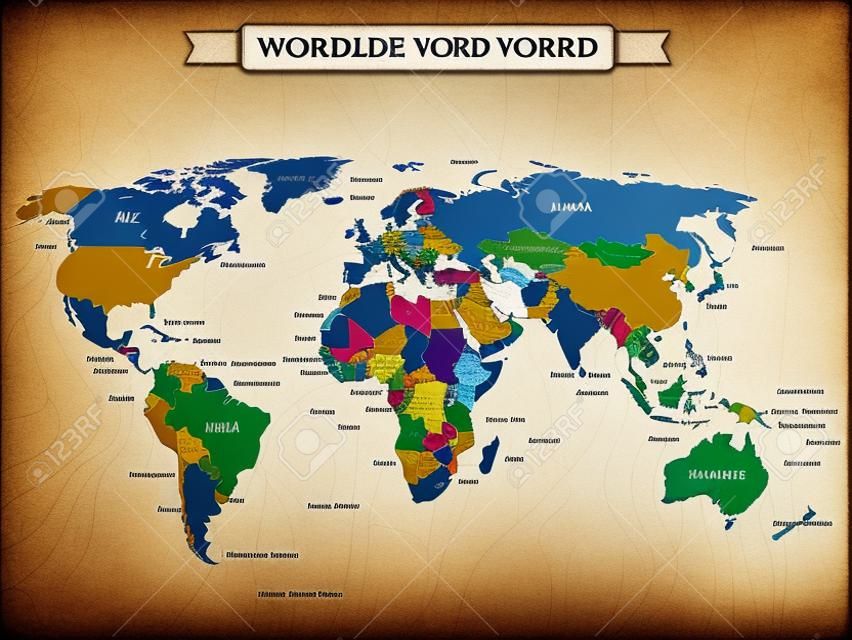 Editable world map with all Countries. 