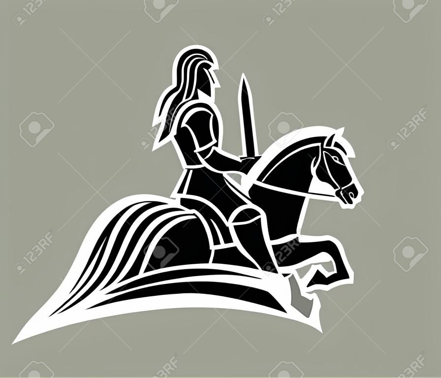 Een ridder op een paard.