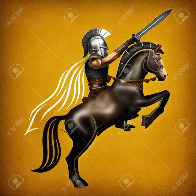 Spartan on a horse.