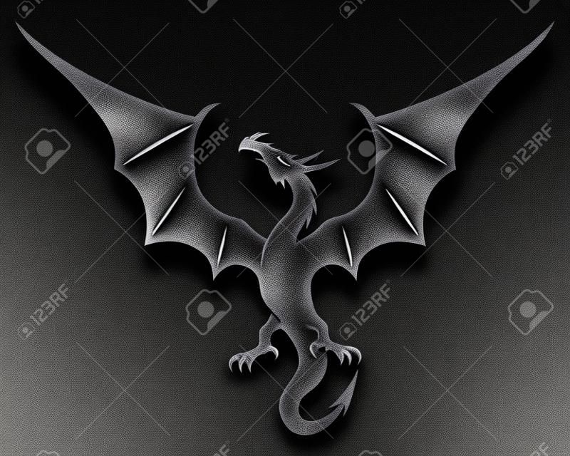 Signo de dragón negro sobre un fondo blanco.