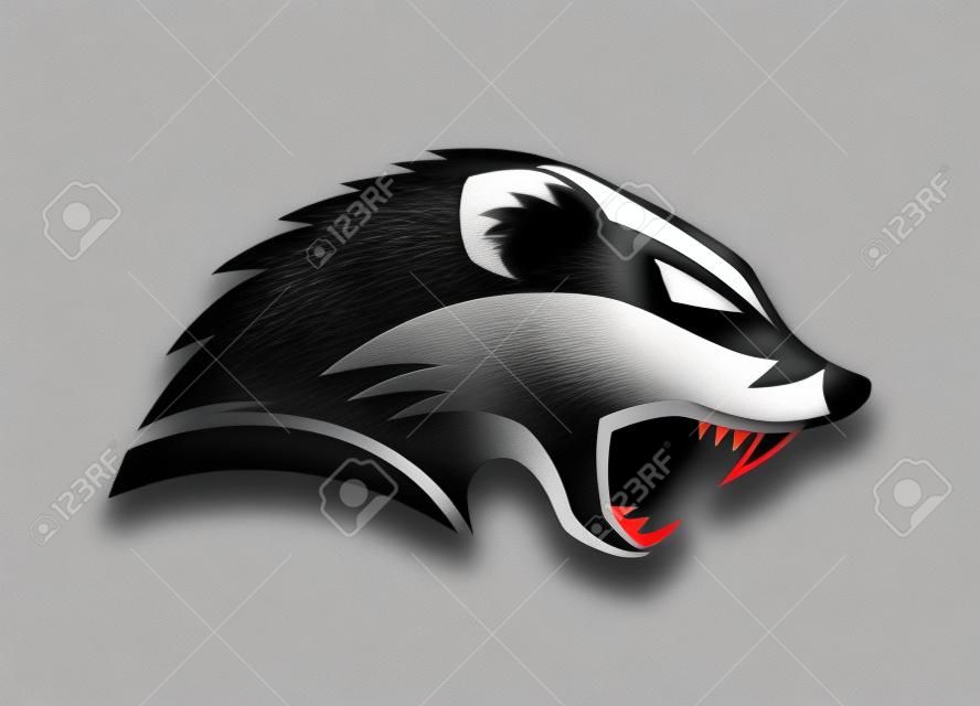 Black icon angry badger on white background.