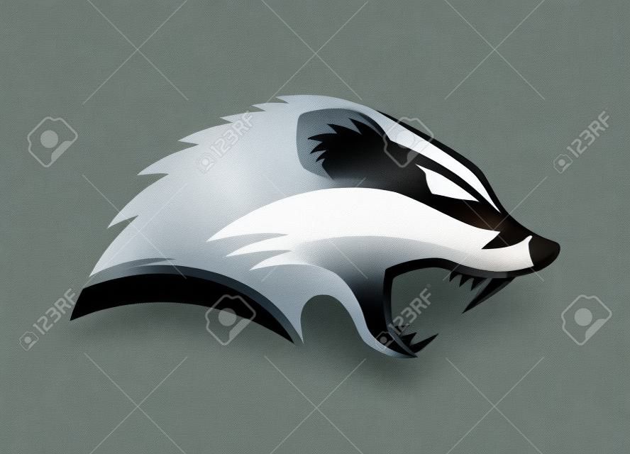 Black icon angry badger on white background.