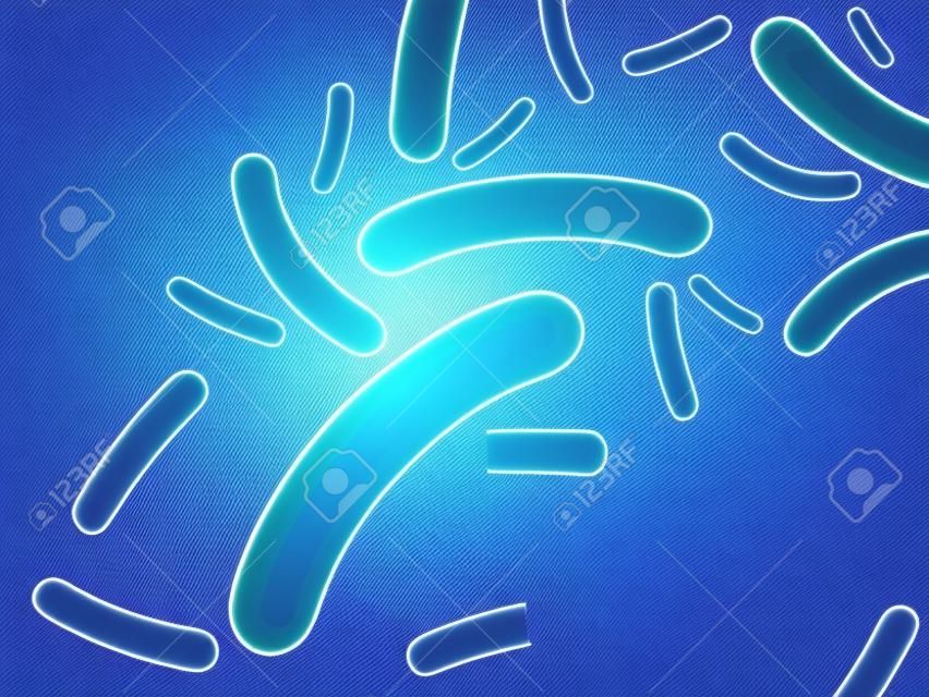 Micro bacterium and therapeutic bacteria organisms. Microscopic salmonella, lactobacillus or acidophilus organism. Abstract biological vector background