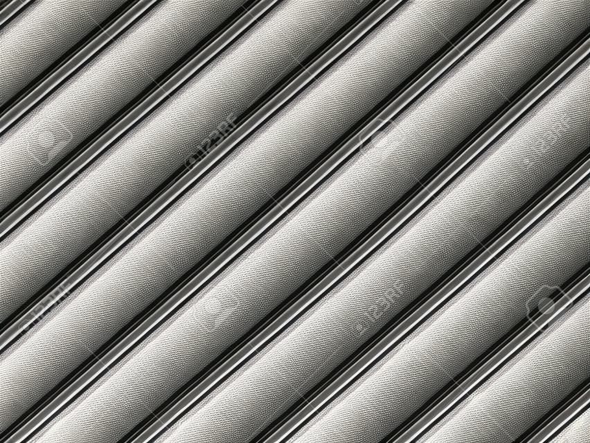 Close-up of aluminum cover grille with pattern of diagonal lines in shadow and light, black and white