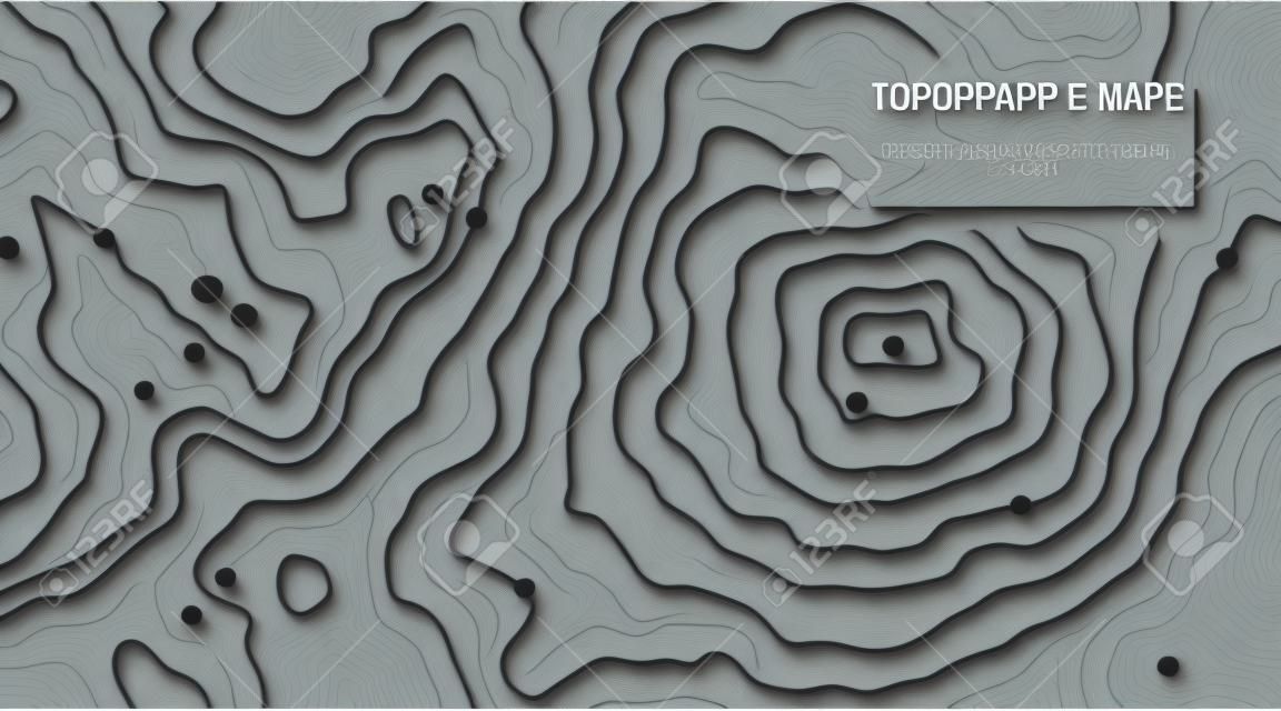 Geographisches topographisches Kartenraster. Topographie Kartenhintergrund. Vektor-Web-Banner in grauen Farben.