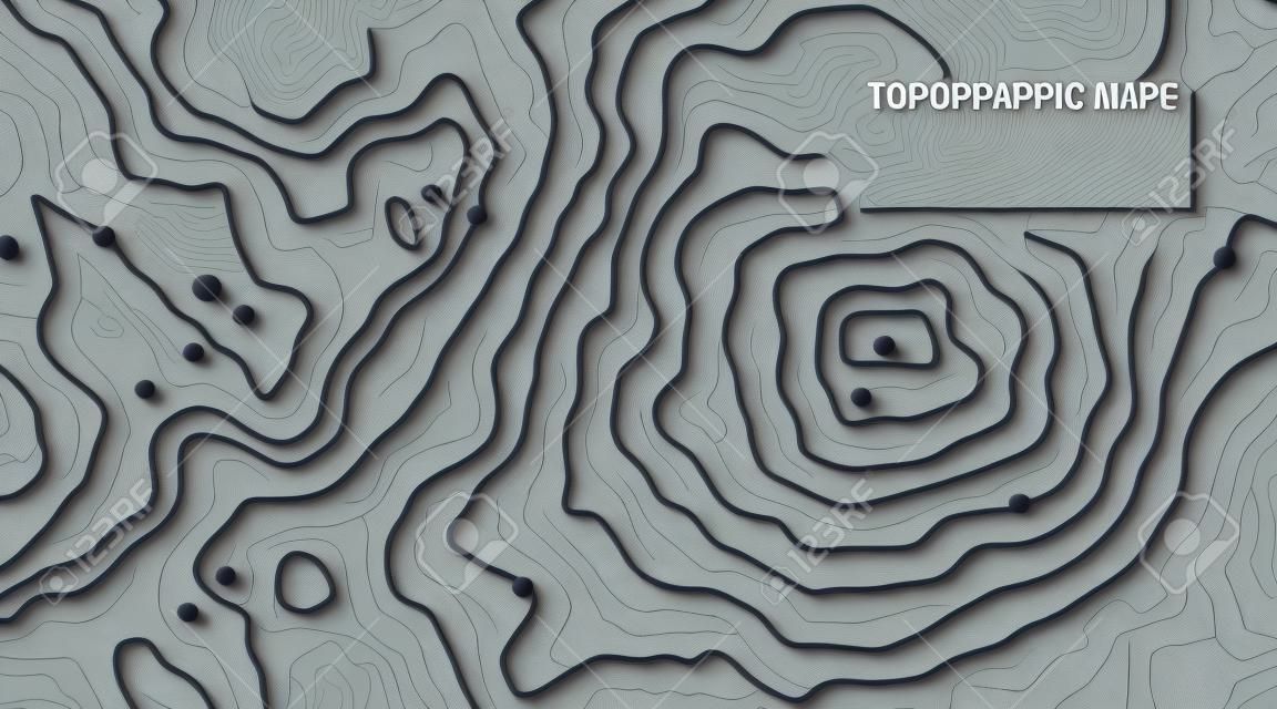 Geographisches topographisches Kartenraster. Topographie Kartenhintergrund. Vektor-Web-Banner in grauen Farben.