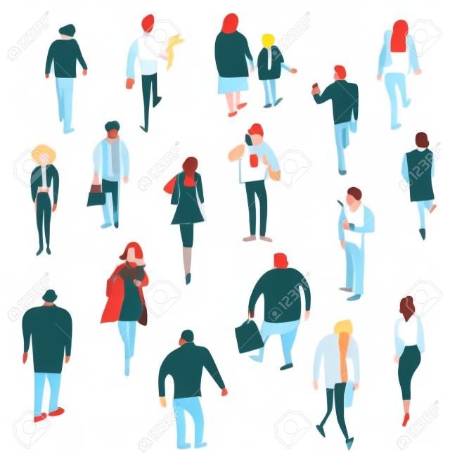 Many people walking, talkink and standing - crowd illustration