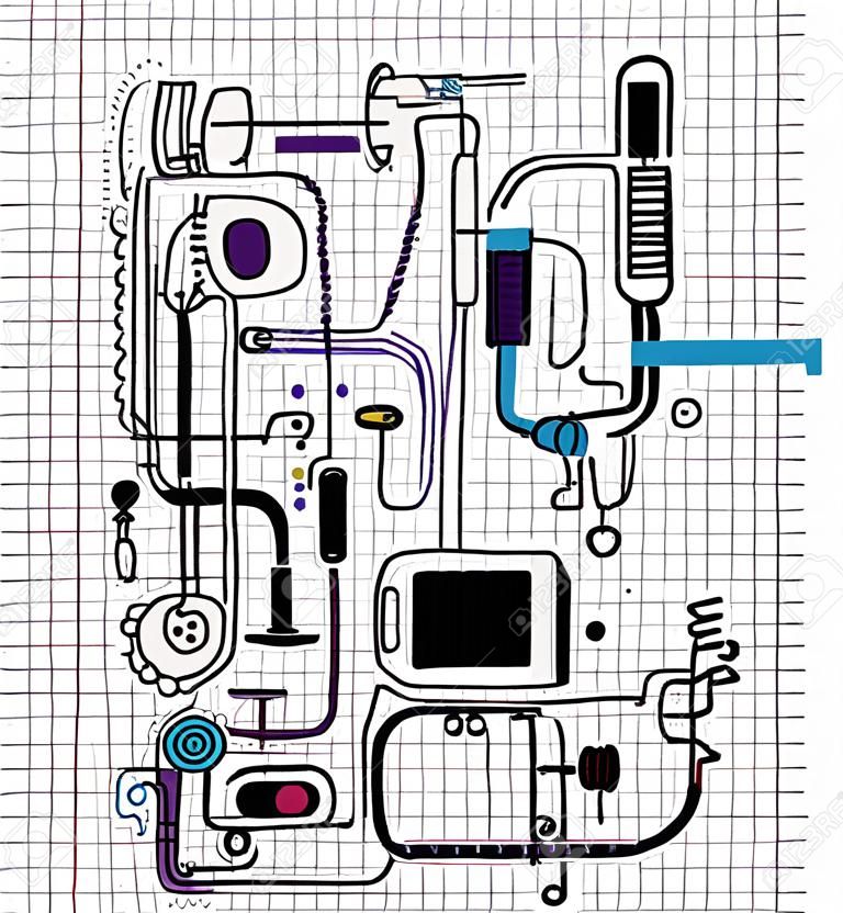 Dessin de doodle technique - illustration de fond de vecteur
