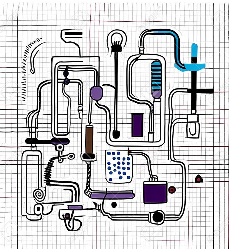 doodle técnico - fondo del vector