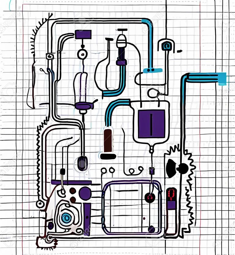 Rysunek techniczny doodle - ilustracji wektorowych tła