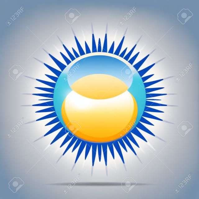 Meteo icona - sole splendente nel cielo, vettore, illustrazione