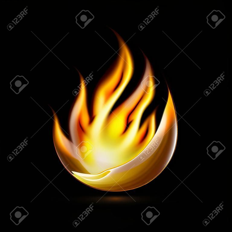 Symbol of fire on dark background illustration