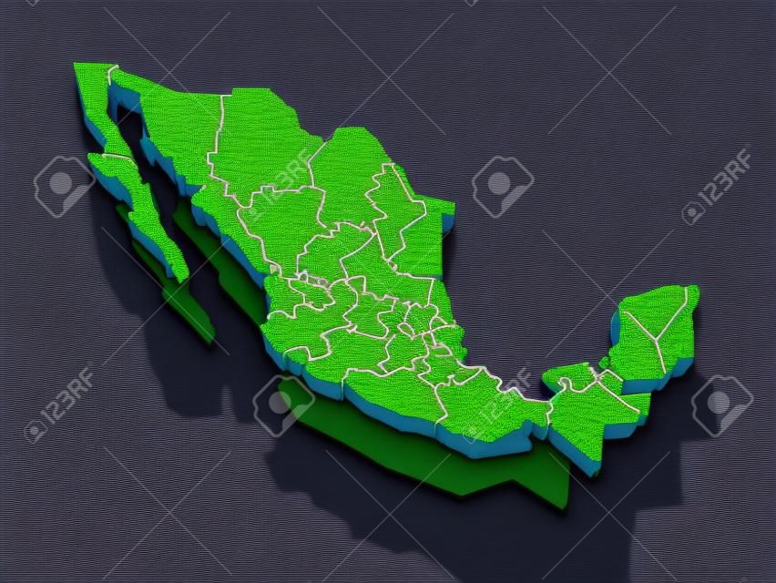 Trójwymiarowa mapa Meksyku. 3d