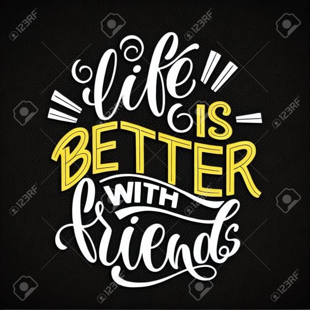 Quote about friends. Happy Friendship day phrase. Vector design elements.