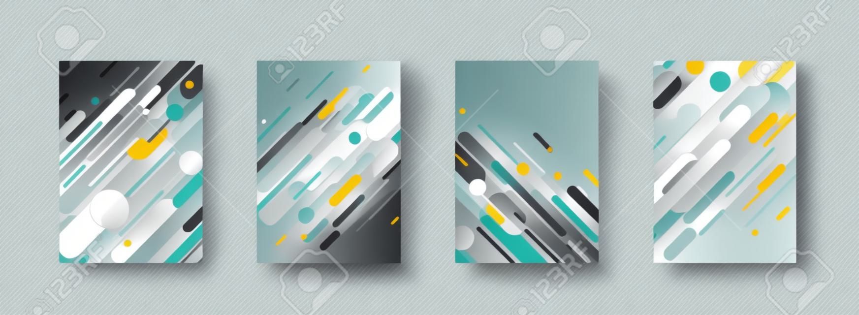 Een Vector illustratie van cover poster patroon template set met dynamische vormen op een eenvoudige presentatie.