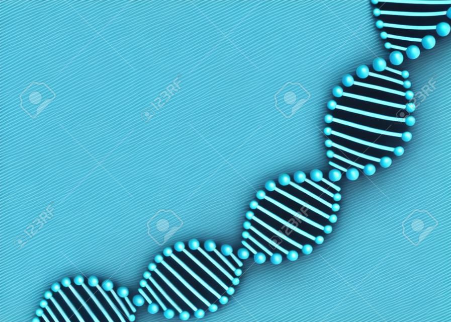 Concetto di cromosoma del DNA. Fondo di vettore di tecnologia scientifica per progettazione biomedica, sanitaria, chimica. Stile 3D in colore azzurro.