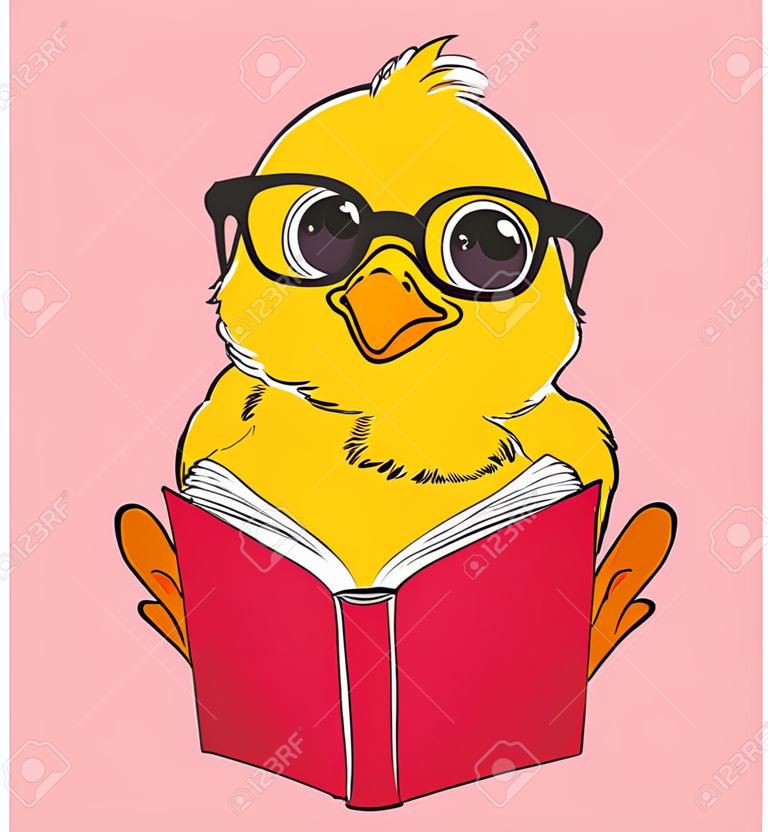 안경에 병아리가 책을 읽었다.