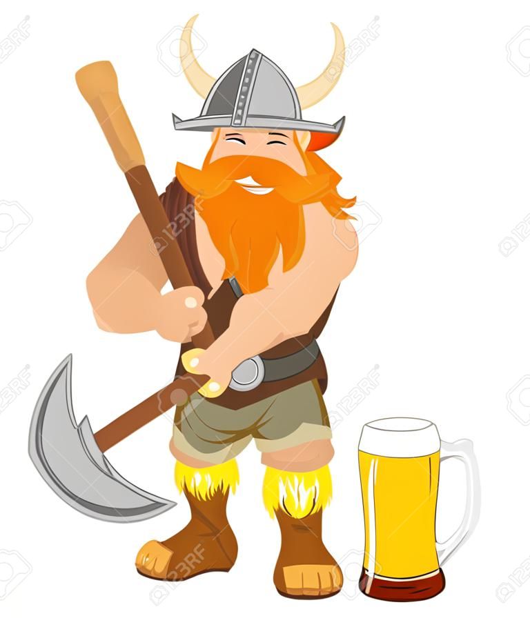 viking with beer and ax