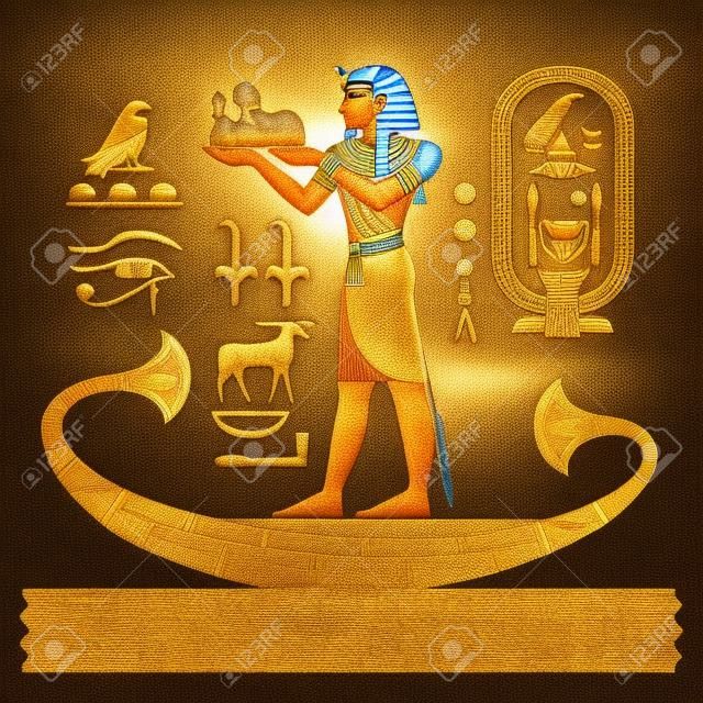 Pharaoh .Egyptian ancient symbol, isolated figure of ancient egypt deities.