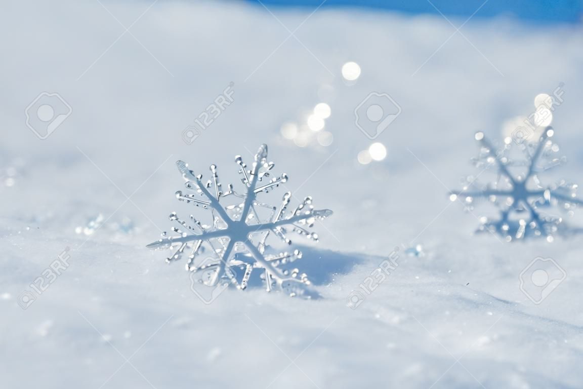 Winter background. Snowflakes on snow