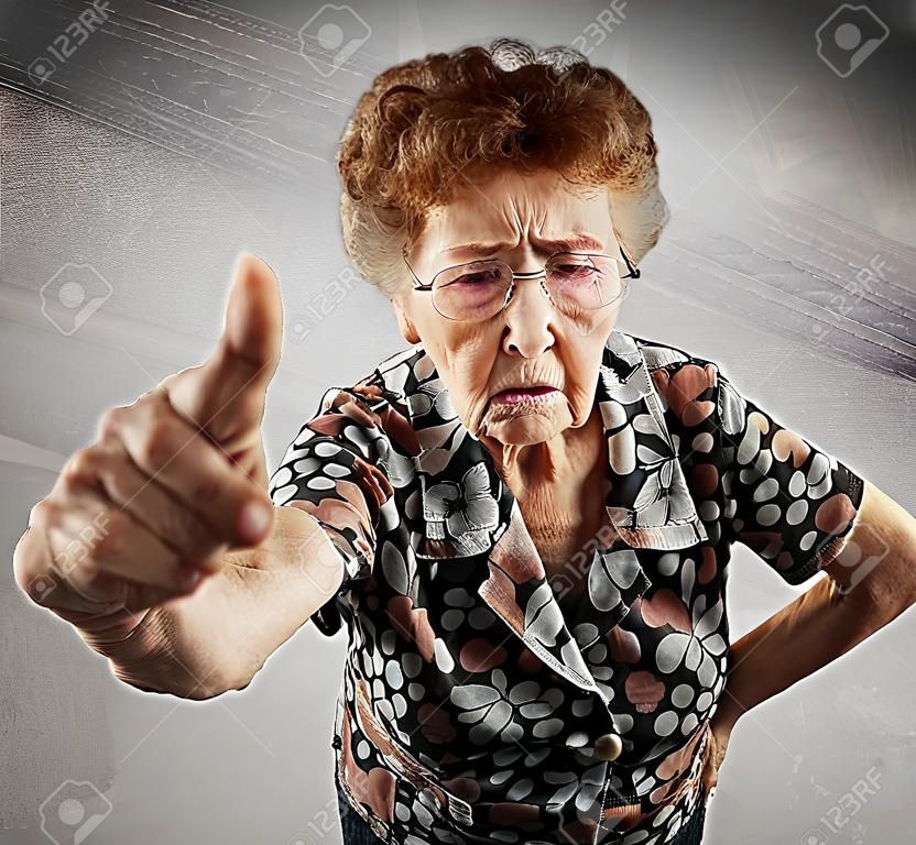Scolded the old woman. Senior gives instruction. Anger grandmother