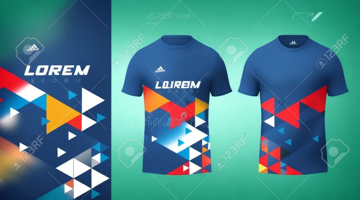 colorful shirt soccer football sport jersey template design mockup. T-shirt mock up template for sportswear. Vector illustration