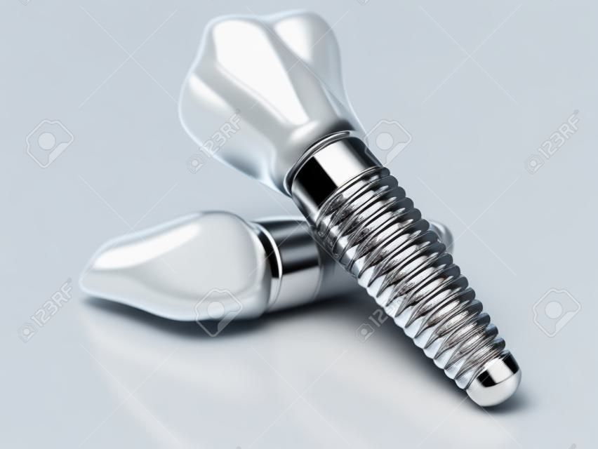 Implanty dentystyczne samodzielnie na białym tle