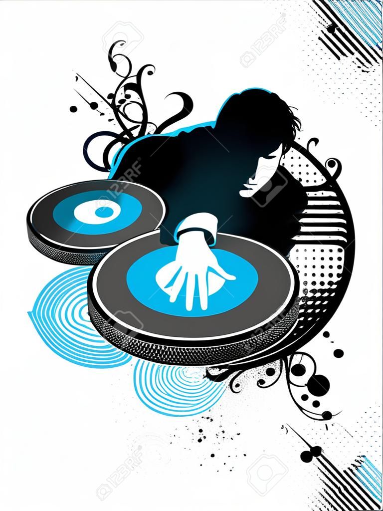 dj mix- blue and black vector illustration