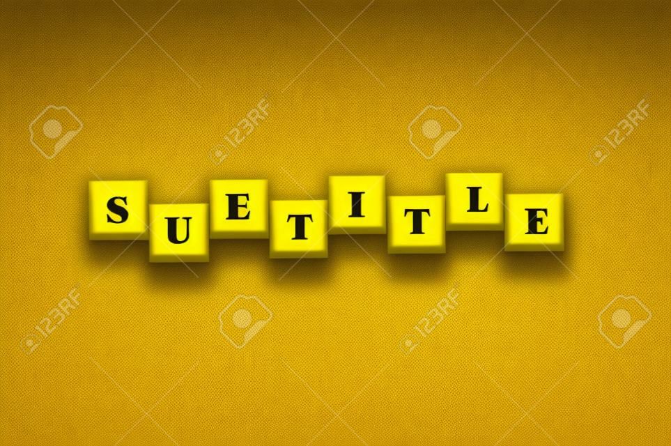 Square letters with text SUBTITLE isolated on a yellow background