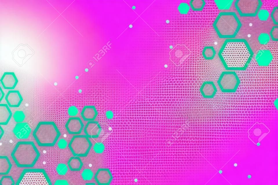 Abstract medical background DNA research, molecule, genetics, genome, DNA chain. Genetic analysis art concept with hexagons, lines, dots. Biotechnology network concept molecule, vector illustration.