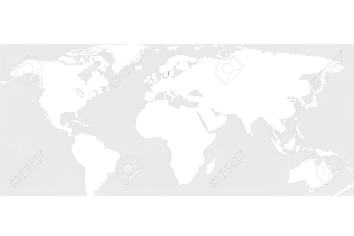 Progettazione piana dell'illustrazione di vettore della mappa di mondo grigio.