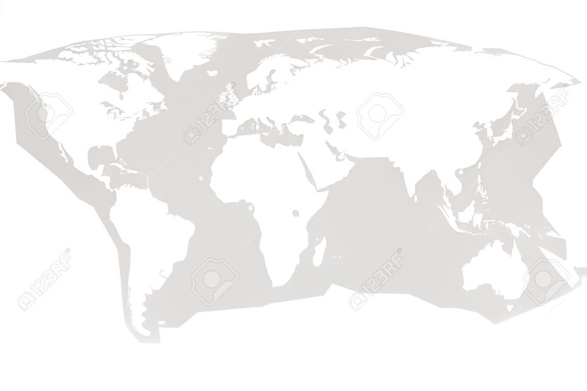 Progettazione piana dell'illustrazione di vettore della mappa di mondo grigio.