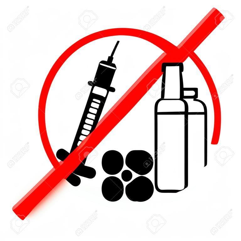 No Drugs Or Alcohol Symbol Sign, Vector Illustration, Isolate On White Background Label .EPS10