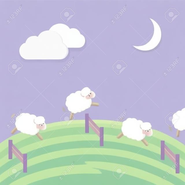 Ejemplo lindo del vector de las ovejas para el concepto del sueño EPS10
